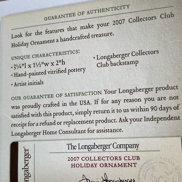 Longaberger Collectors Club Backyard Bird Collection CHICKADEE Ornament 71403